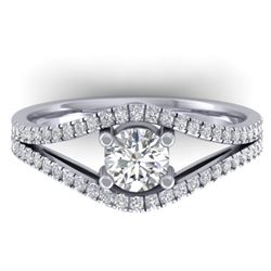 1.05 CTW Certified VS/SI Diamond Art Deco Ring 14K White Gold - REF-126K8R - 30300