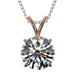 1.55 CTW Certified H-SI/I Quality Diamond Solitaire Necklace 10K Rose Gold - REF-324K2R - 36797