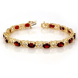 13.55 CTW Garnet & Diamond Bracelet 10K Yellow Gold - REF-52W9H - 10122