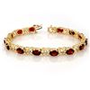 Image 1 : 13.55 CTW Garnet & Diamond Bracelet 10K Yellow Gold - REF-52W9H - 10122