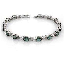 11.0 CTW Blue Sapphire Bracelet 18K White Gold - REF-107F3M - 11563