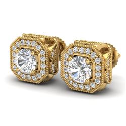 2.75 CTW VS/SI Diamond Solitaire Art Deco Stud Earrings 18K Yellow Gold - REF-472F8M - 37324