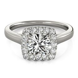 1.37 CTW Certified VS/SI Diamond Solitaire Halo Ring 18K White Gold - REF-393T5X - 26281