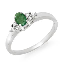 0.37 CTW Emerald & Diamond Ring 18K White Gold - REF-38H2W - 12364