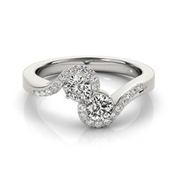 1.25 CTW Certified VS/SI Diamond 2 Stone 2 Stone Ring 18K White Gold - REF-225K5R - 28201