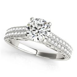 1.16 CTW Certified VS/SI Diamond Solitaire Antique Ring 18K White Gold - REF-219X3T - 27315