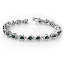 12.0 CTW Blue Sapphire & Diamond Bracelet 18K White Gold - REF-414H2W - 14444