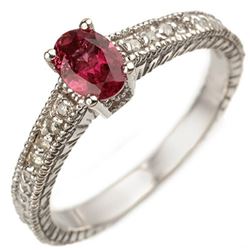 0.66 CTW Pink Tourmaline & Diamond Ring 10K White Gold - REF-27T5X - 10864