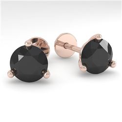 2.0 CTW Black Certified Diamond Stud Earrings Martini 14K Rose Gold - REF-55M5F - 38319