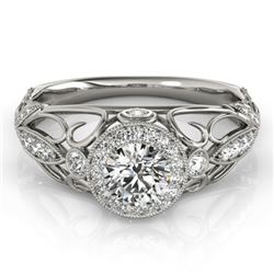 0.93 CTW Certified VS/SI Diamond Solitaire Antique Ring 18K White Gold - REF-154F2M - 27327