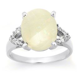 2.75 CTW Opal & Diamond Ring 10K White Gold - REF-39W6H - 13025