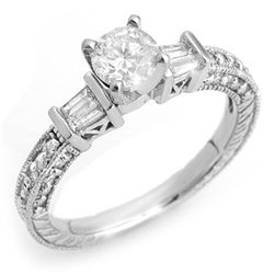 1.08 CTW Certified VS/SI Diamond Ring 18K White Gold - REF-143H3W - 10357