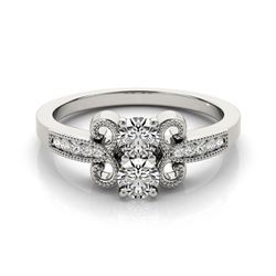 0.81 CTW Certified VS/SI Diamond 2 Stone 2 Stone Ring 18K White Gold - REF-132M4F - 28198
