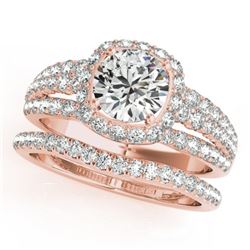 2.19 CTW Certified VS/SI Diamond 2Pc Wedding Set Solitaire Halo 14K Rose Gold - REF-429K3R - 31143