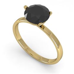 1.50 CTW Black Certified Diamond Engagement Ring Martini 18K Yellow Gold - REF-59N3Y - 32242