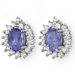 3.63 CTW Tanzanite & Diamond Earrings 14K White Gold - REF-98Y5N - 14240