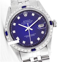 Rolex Men's Stainless Steel, QuickSet, Diam Dial & Diam/Sapphire Bezel - REF-441H8W