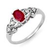 Image 1 : 0.57 CTW Ruby & Diamond Ring 18K White Gold - REF-29R5K - 12596