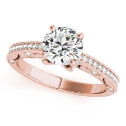 0.75 CTW Certified VS/SI Diamond Solitaire Antique Ring 18K Rose Gold - REF-129H8W - 27373