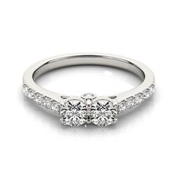 1.5 CTW Certified VS/SI Diamond 2 Stone 2 Stone Ring 18K White Gold - REF-215X6T - 28218