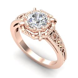 1 CTW VS/SI Diamond Solitaire Art Deco Ring 18K Rose Gold - REF-318R3K - 36873