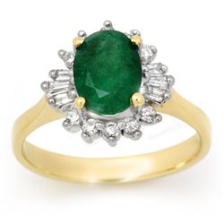 1.78 CTW Emerald & Diamond Ring 14K Yellow Gold - REF-46F5M - 13647