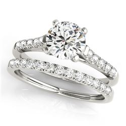 1.45 CTW Certified VS/SI Diamond Solitaire 2Pc Wedding Set 14K White Gold - REF-373M8F - 31694