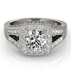 1.65 CTW Certified VS/SI Diamond Solitaire Halo Ring 18K White Gold - REF-608W9H - 27027