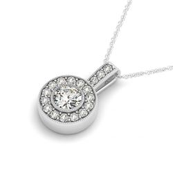 0.40 CTW Certified SI Diamond Solitaire Halo Necklace 14K White Gold - REF-43T3X - 30081