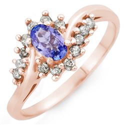 0.55 CTW Tanzanite & Diamond Ring 14K Rose Gold - REF-29Y8N - 10322
