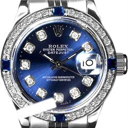 Rolex Ladies Stainless Steel, Diam Dial & Diam/Sapphire Bezel, Saph Crystal - REF-355W6K