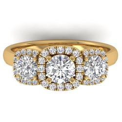 1.55 CTW Certified VS/SI Diamond Solitaire 3 Stone Ring 14K Yellow Gold - REF-182X5T - 30428