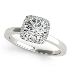 0.90 CTW Certified VS/SI Diamond Solitaire Halo Ring 18K White Gold - REF-199R8K - 26275