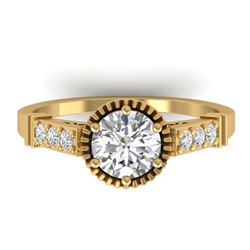 1.22 CTW Certified VS/SI Diamond Solitaire Art Deco Ring 14K Yellow Gold - REF-347H8W - 30536