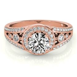 1.15 CTW Certified VS/SI Diamond Solitaire Halo Ring 18K Rose Gold - REF-218W2H - 26743