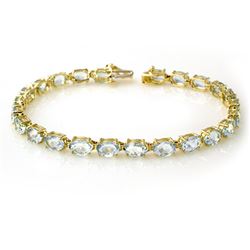 12.0 CTW Aquamarine Bracelet 10K Yellow Gold - REF-74M9F - 13448