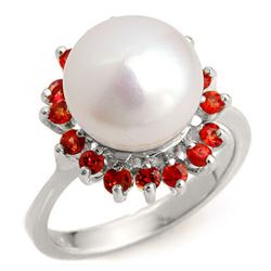 0.75 CTW Red Sapphire Ring 18K White Gold - REF-53F6M - 10360
