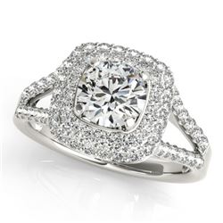 1.35 CTW Certified VS/SI Diamond Solitaire Halo Ring 18K White Gold - REF-172H2W - 26461
