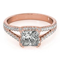 2.05 CTW Certified VS/SI Princess Diamond Solitaire Halo Ring 18K Rose Gold - REF-661K4R - 27109