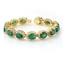 30.05 CTW Emerald & Diamond Bracelet 14K Yellow Gold - REF-527R3K - 13347