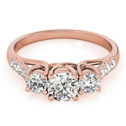 1.25 CTW Certified VS/SI Diamond 3 Stone Ring 18K Rose Gold - REF-166H2W - 28081