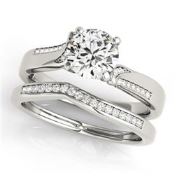 1.07 CTW Certified VS/SI Diamond Solitaire 2Pc Wedding Set 14K White Gold - REF-224H4W - 31937
