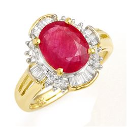 3.83 CTW Ruby & Diamond Ring 14K Yellow Gold - REF-82W5H - 13307