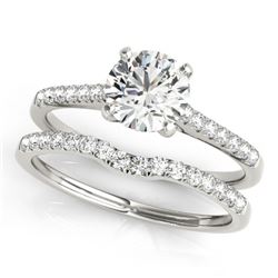 0.85 CTW Certified VS/SI Diamond Solitaire 2Pc Wedding Set 14K White Gold - REF-126K2R - 31736