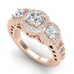 2.16 CTW VS/SI Diamond Solitaire Art Deco 3 Stone Ring 18K Rose Gold - REF-361R8K - 36969