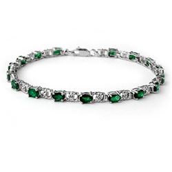 5.02 CTW Emerald & Diamond Bracelet 14K White Gold - REF-52F4M - 14061