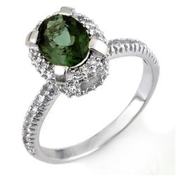 2.10 CTW Green Tourmaline & Diamond Ring 14K White Gold - REF-62N4Y - 11178