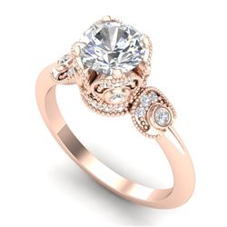 1.75 CTW VS/SI Diamond Solitaire Art Deco Ring 18K Rose Gold - REF-398Y2N - 36855