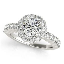 1.75 CTW Certified VS/SI Diamond Solitaire Halo Ring 18K White Gold - REF-408H4W - 26844
