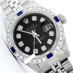 Rolex Ladies Stainless Steel, Diam Dial & Diam/Sapphire Bezel, Saph Crystal - REF-355K6R